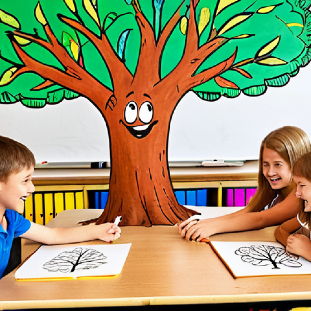 **

A brightly colored classroom scene where children are enthusiastically drawing trees that represent their ideas, with the teacher smiling and encouraging them. The classroom is filled with vibrant artwork and positive energy, symbolizing the growth of ideas.
Keywords: classroom, children, drawing, trees, ideas, metaphor, creativity, positive, learning, education

**