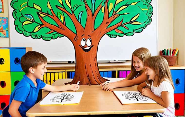 **
A brightly colored classroom scene where children are enthusiastically drawing trees that represent their ideas, with the teacher smiling and encouraging them. The classroom is filled with vibrant artwork and positive energy, symbolizing the growth of ideas.
Keywords: classroom, children, drawing, trees, ideas, metaphor, creativity, positive, learning, education
**